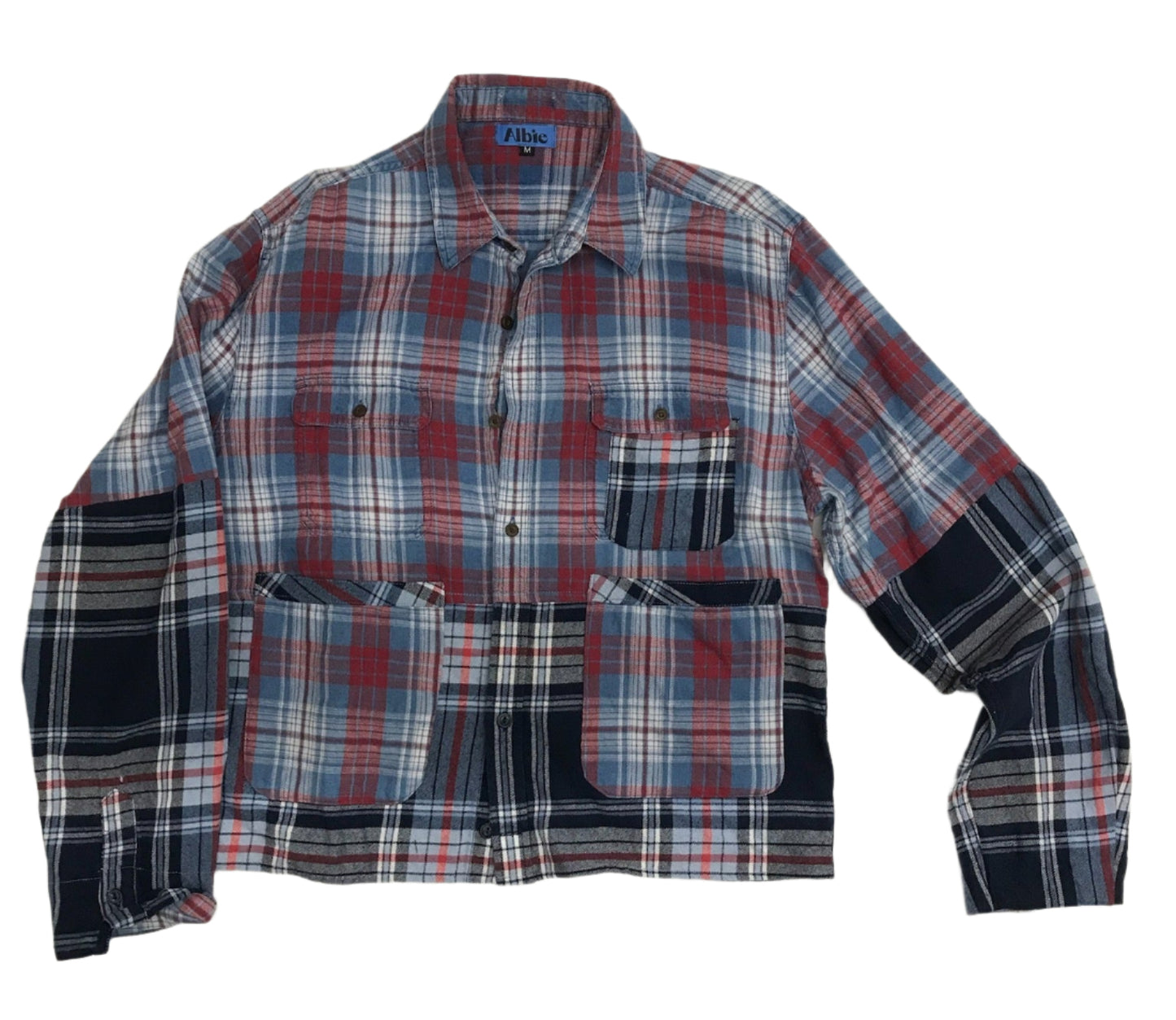 Shacket- Reworked Plaid Button-Down Shacket, Size M