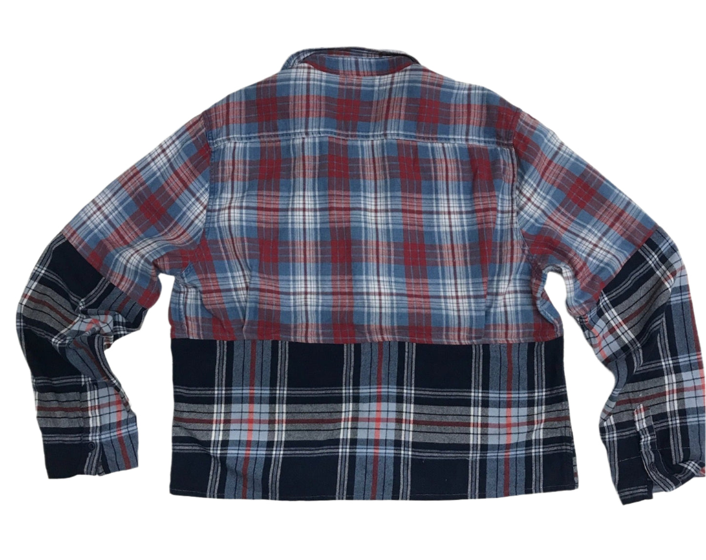 Shacket- Reworked Plaid Button-Down Shacket, Size M