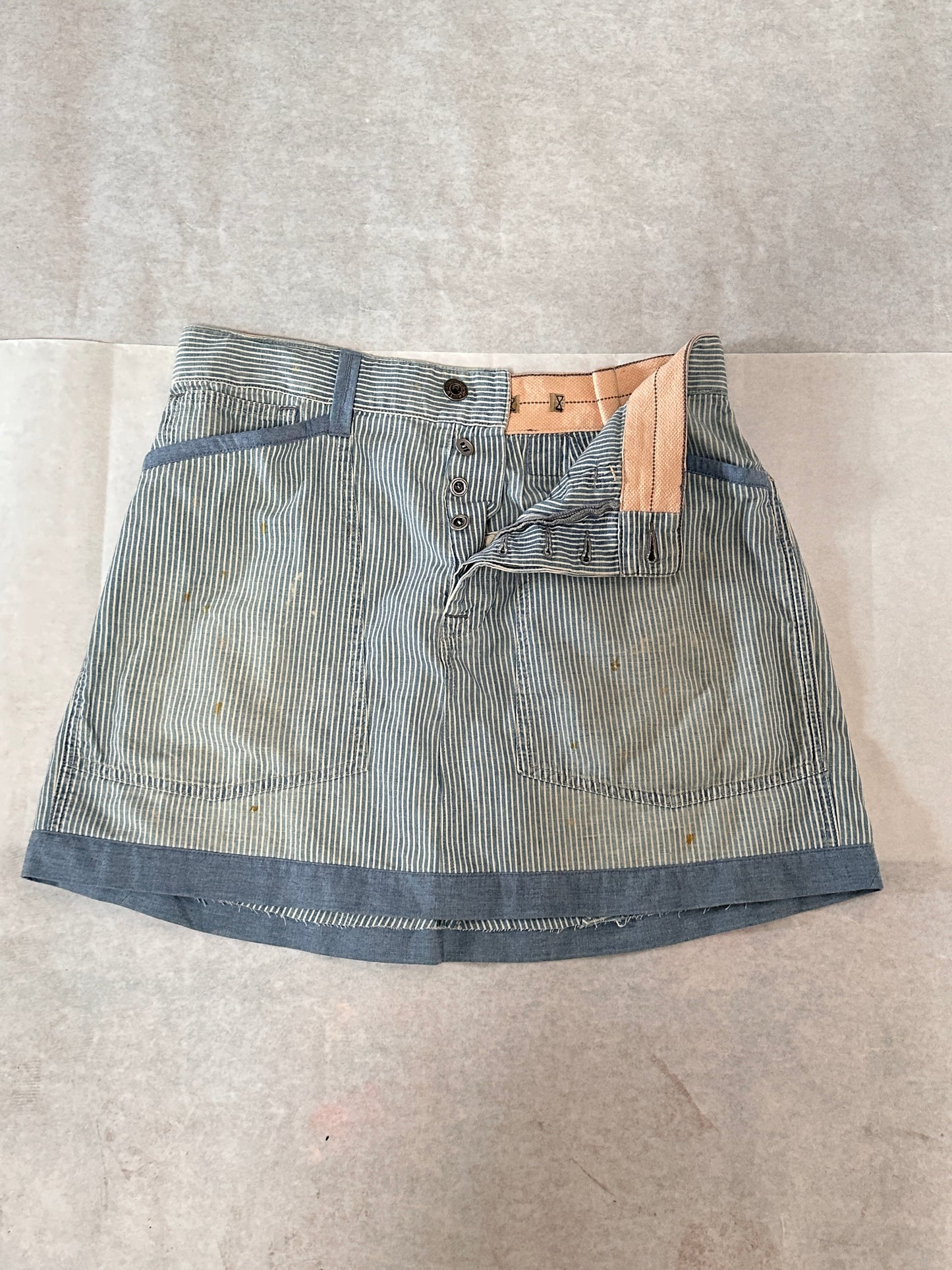 Upcycled Hickory Workwear Skirt