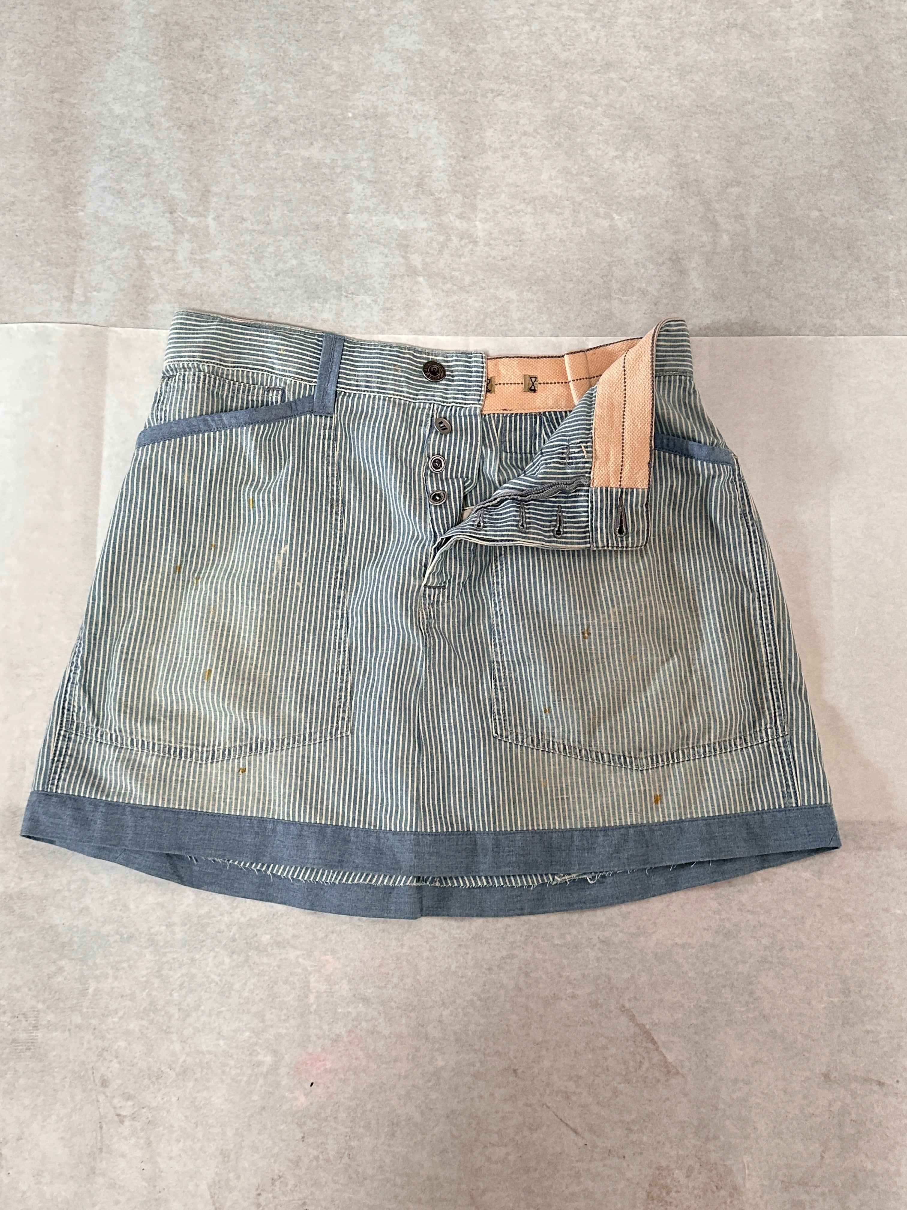 Upcycled Hickory Workwear Skirt
