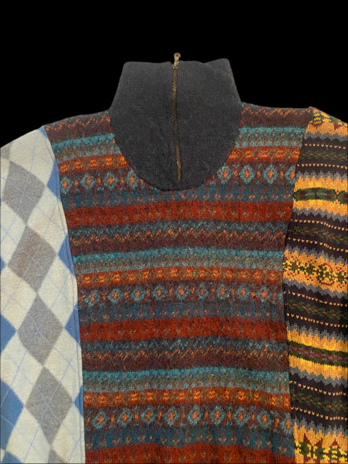 Smashed-Up Half Zip Collar Triple Sweater SW3002 size L