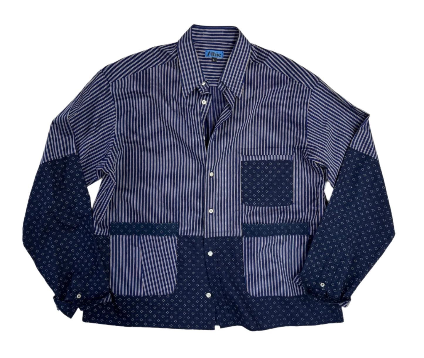 Shacket- Stripe Foulard Button-Down, Size L