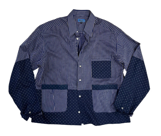 Shacket- Stripe Foulard Button-Down, Size L