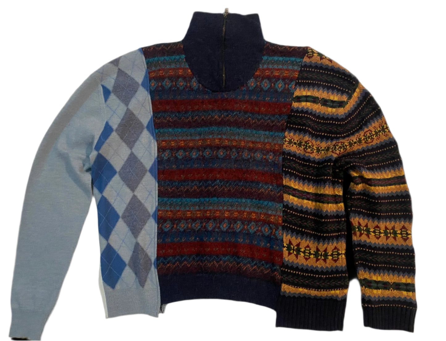 Smashed-Up Half Zip Collar Triple Sweater SW3002 size L