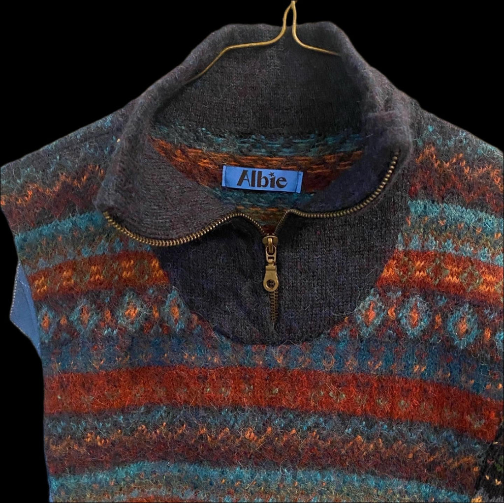 Smashed-Up Half Zip Collar Triple Sweater SW3002 size L