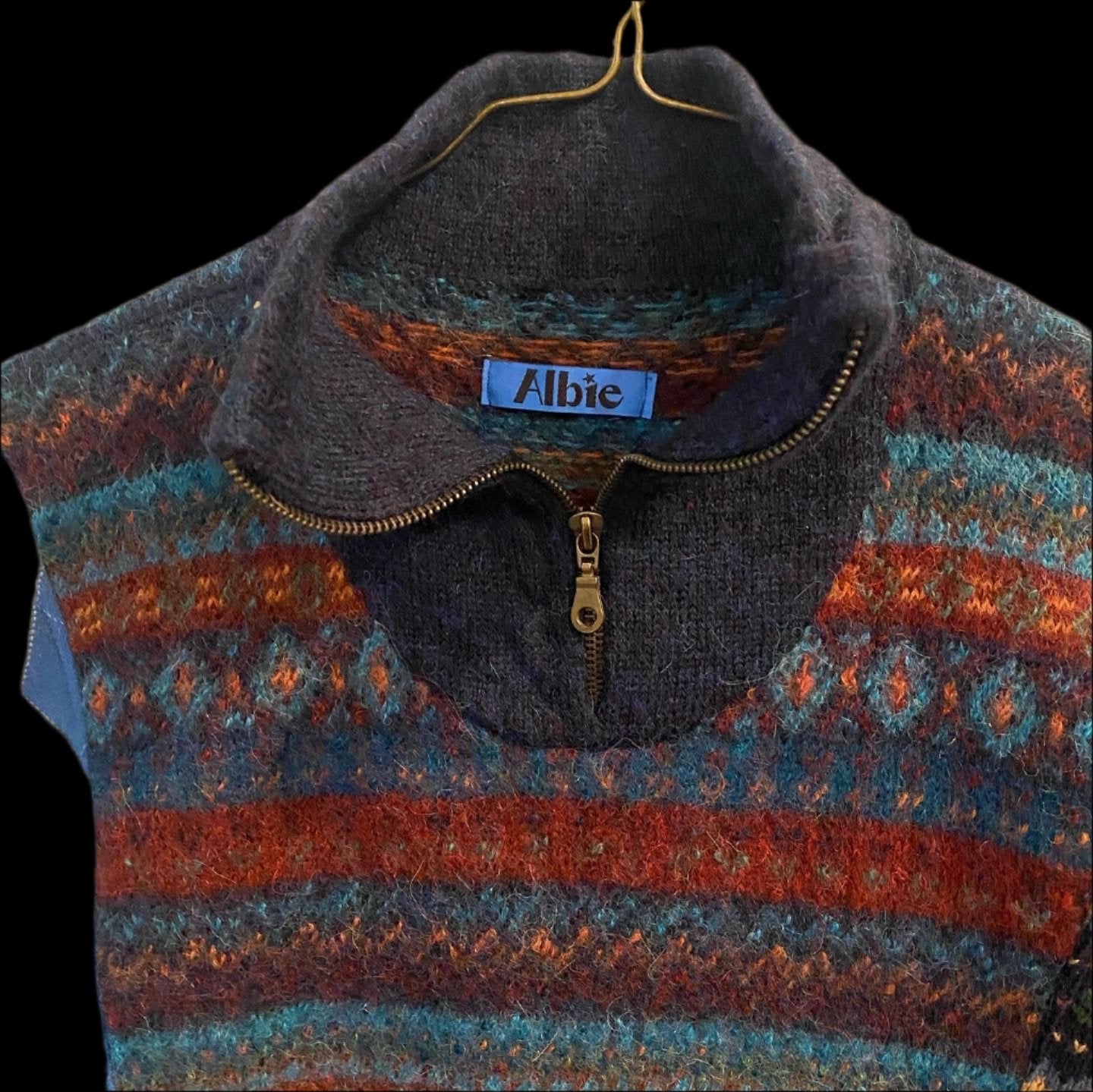 Smashed-Up Half Zip Collar Triple Sweater SW3002 size L