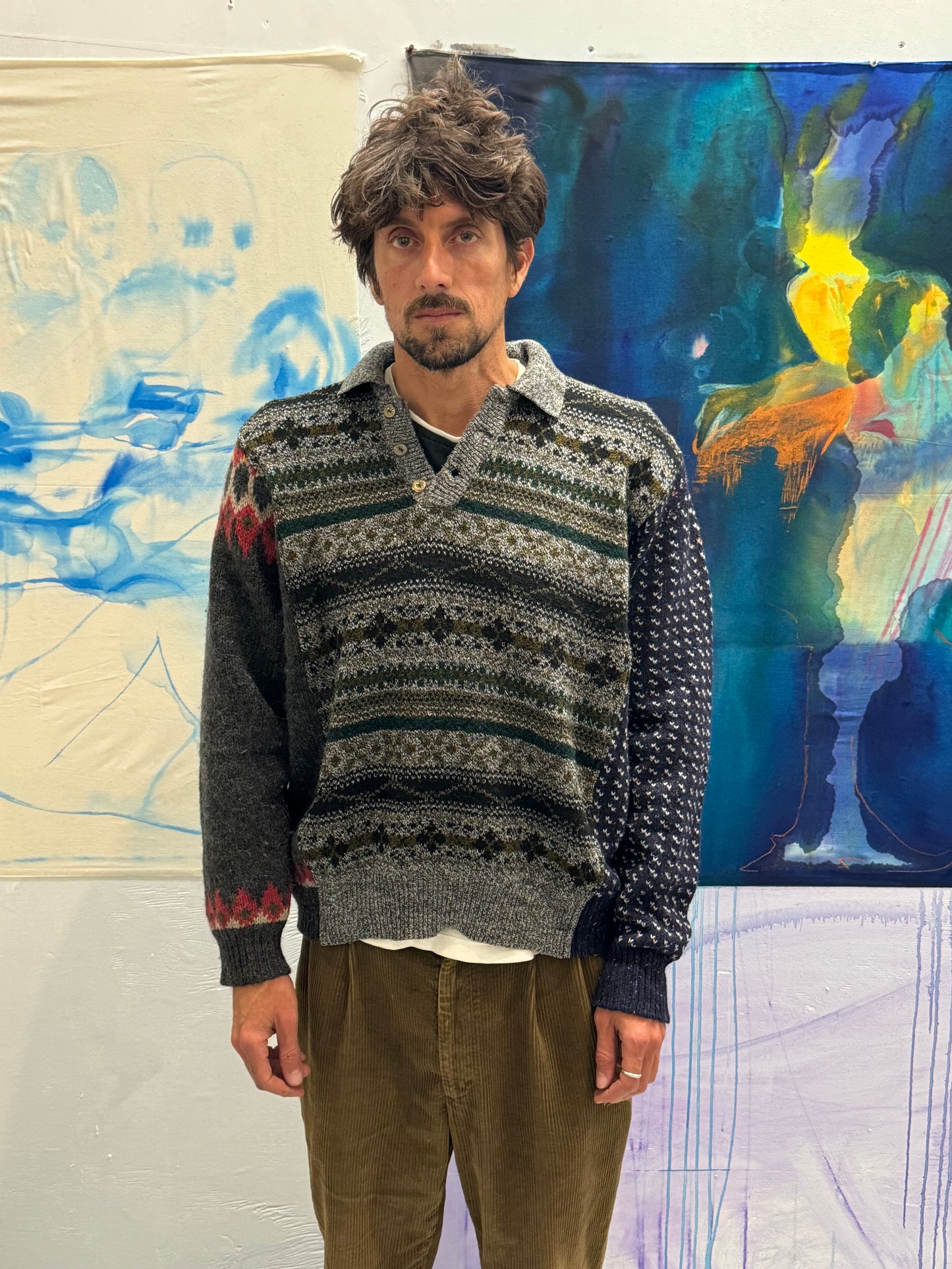 Polo collared sweater