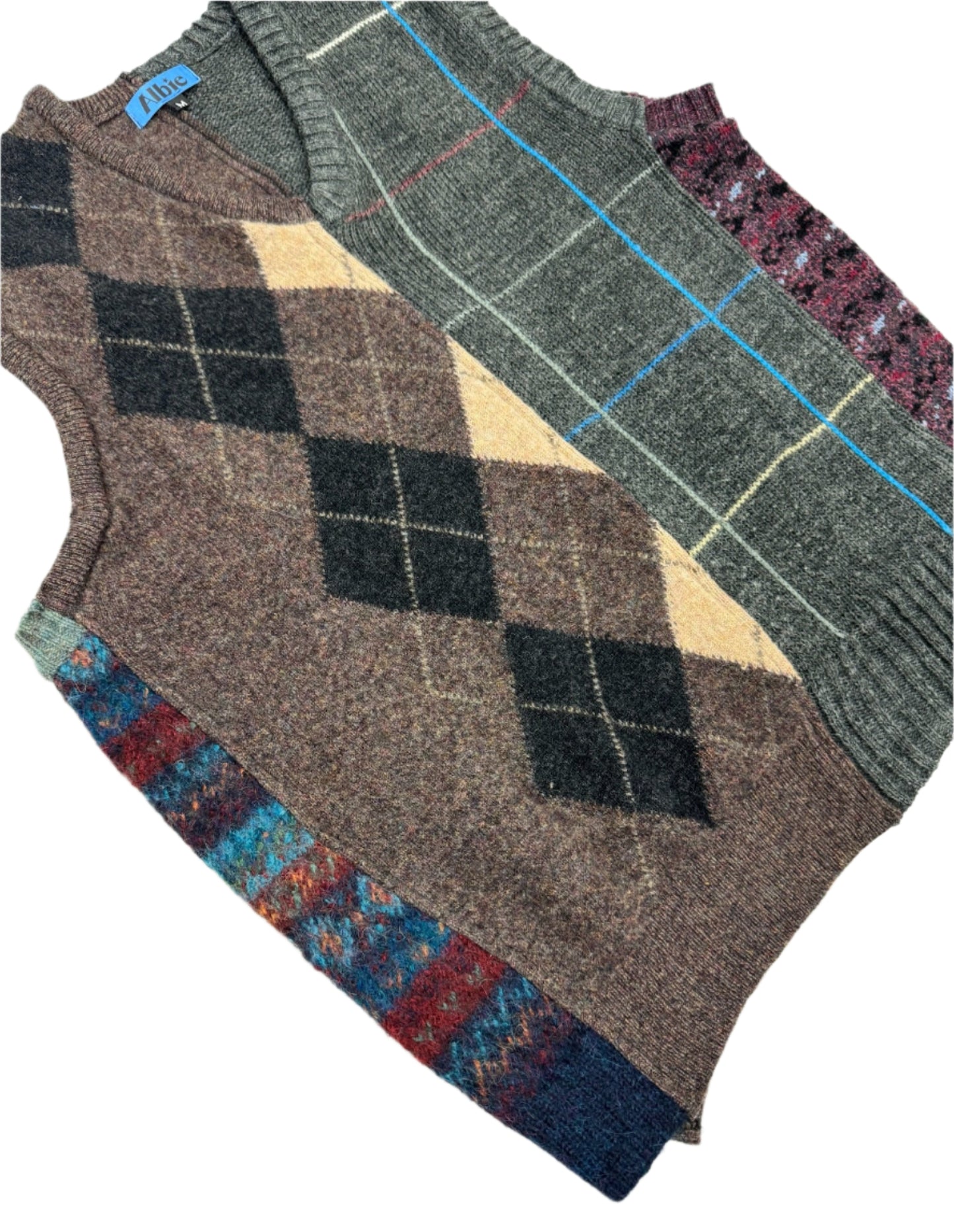 V-Neck Fairisle Sides Sweater Vest - Size M