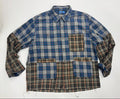 Shacket- Reworked Plaid Frayed Hem Shacket, Size L