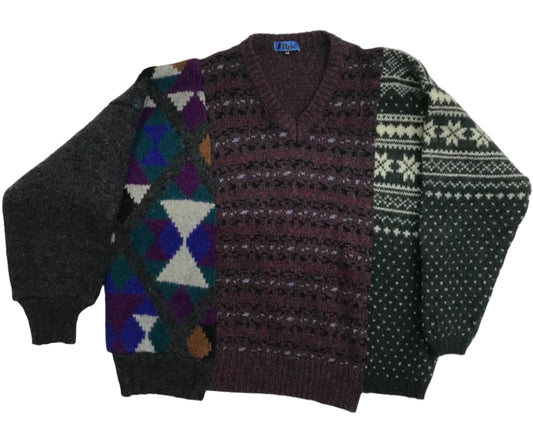 Triple Warmth V-Neck Fairisle Diamonds Sweater - Size M
