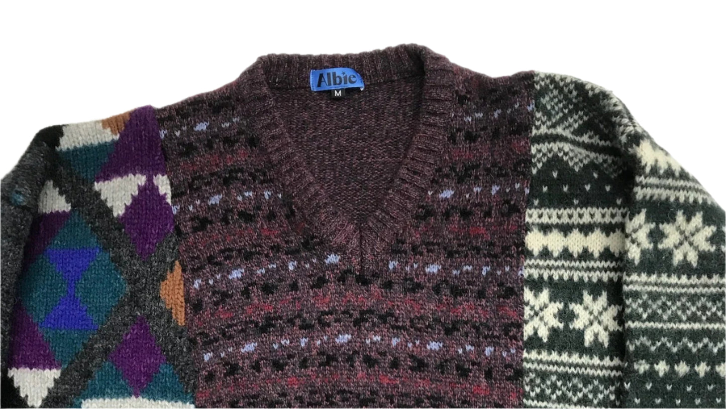 Triple Warmth V-Neck Fairisle Diamonds Sweater - Size M