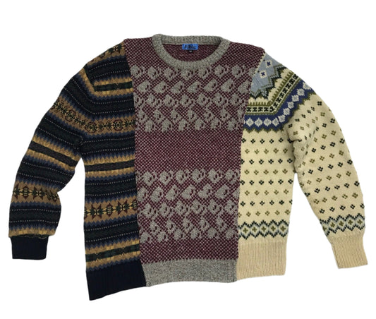 Triple Warmth Birdseye/stripe Crewneck Sweater - Size M