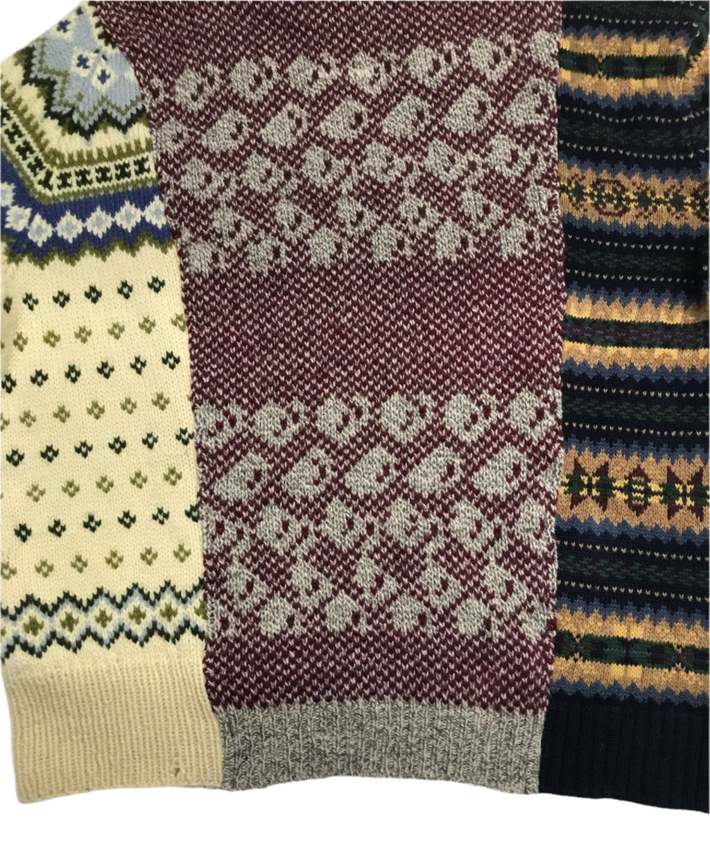Triple Warmth Birdseye/stripe Crewneck Sweater - Size M