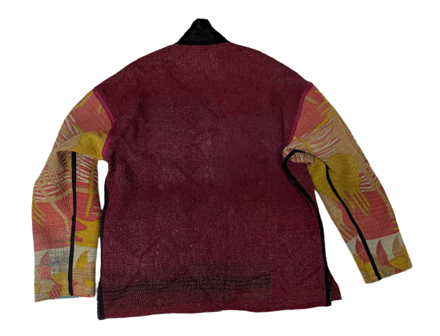 Kantha Quilted Kimono Jacket *(striped sleeve)