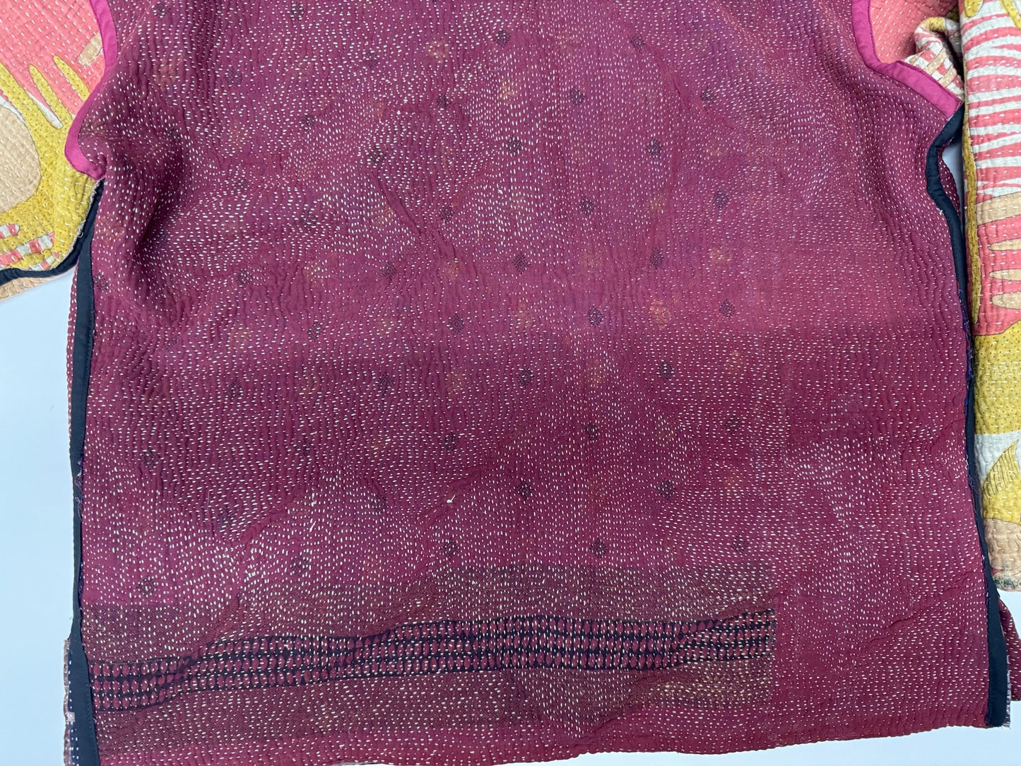 Kantha Quilted Kimono Jacket *(striped sleeve)