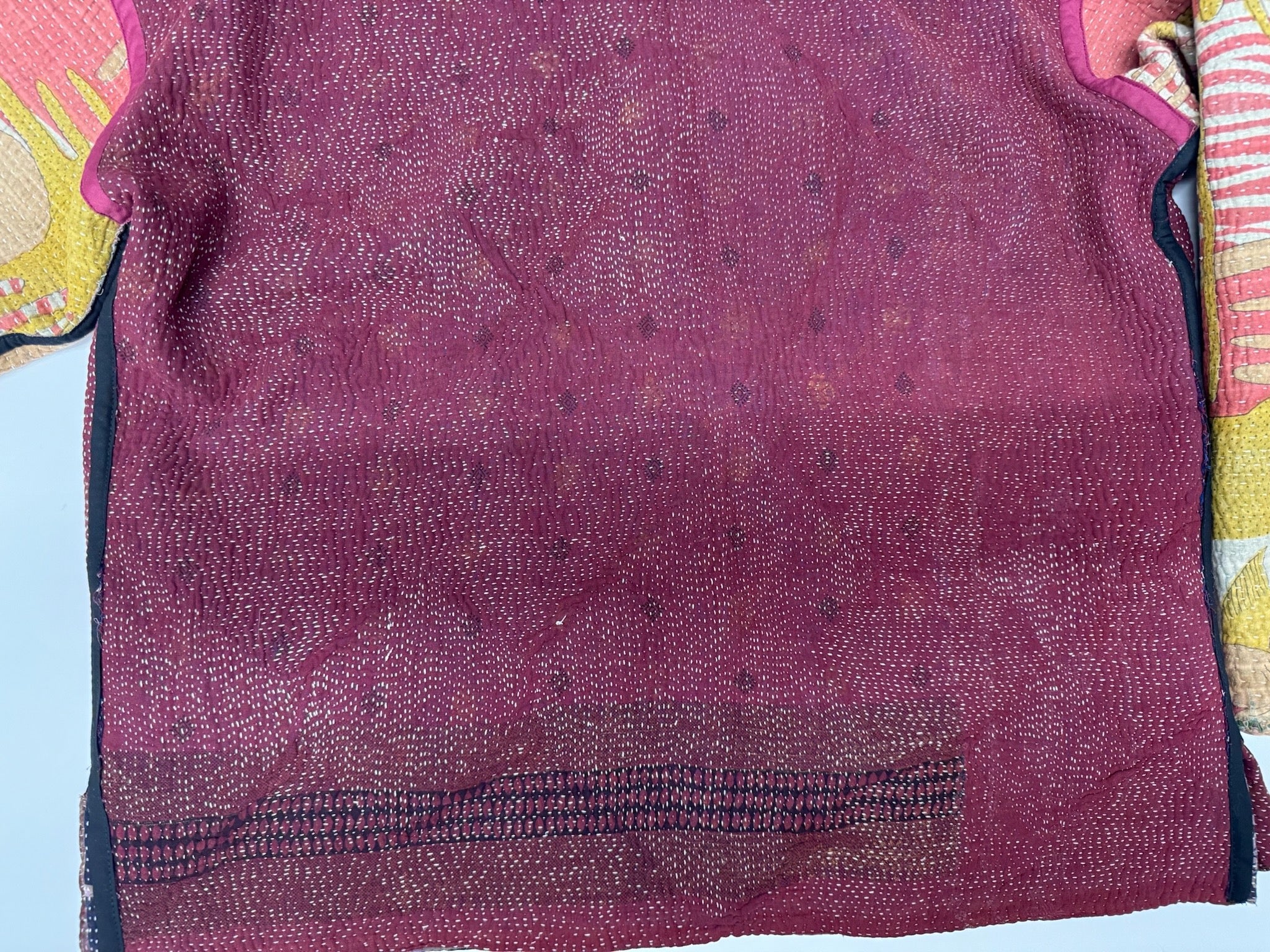 Kantha Quilted Kimono Jacket *(striped sleeve)