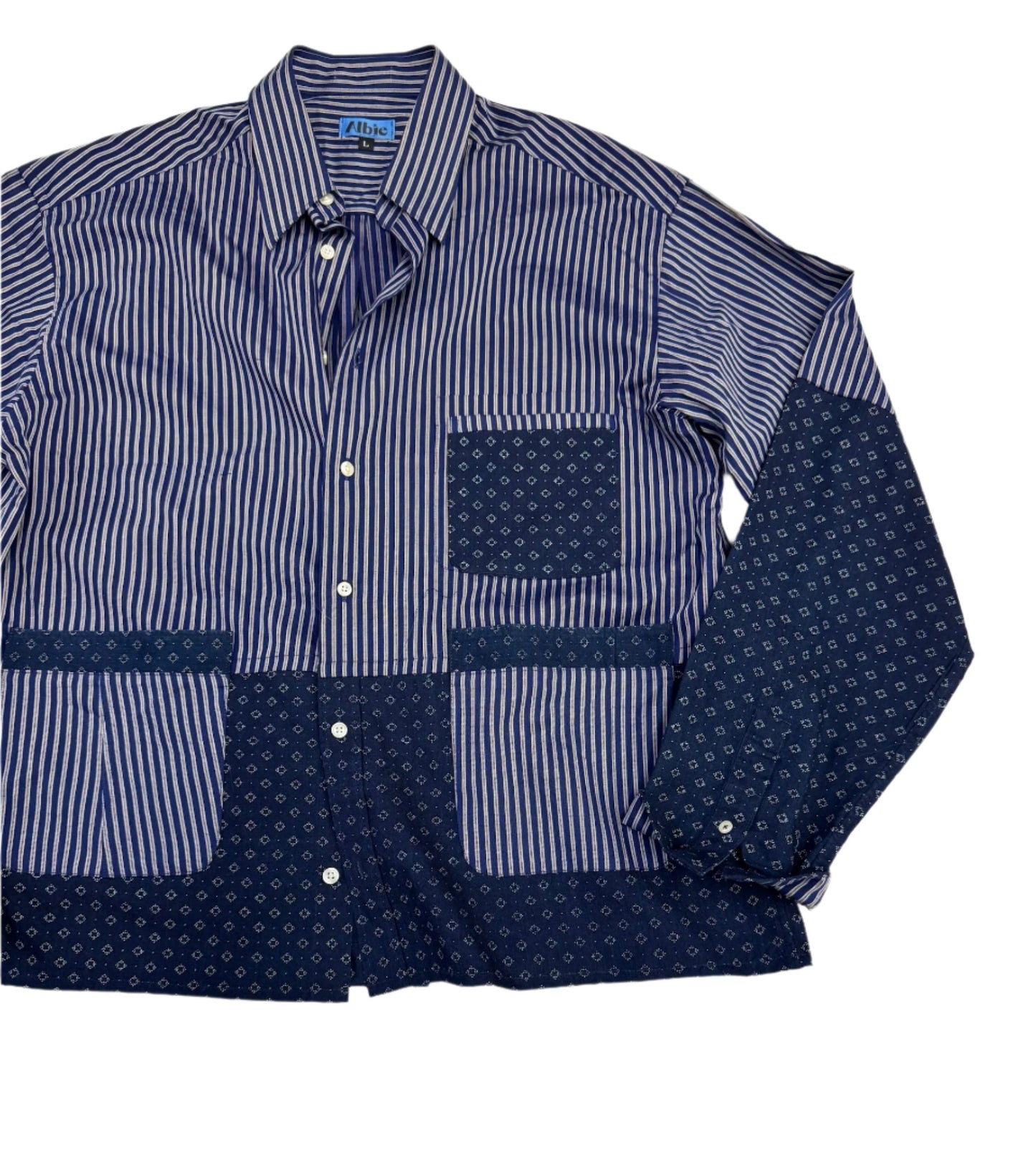 Shacket- Stripe Foulard Button-Down, Size L